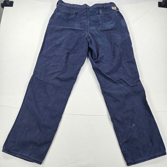 Carhartt Flame Resistant Rugged Relaxed Fit Canvas Work Navy Pants Size 36 - Picture 7 of 8